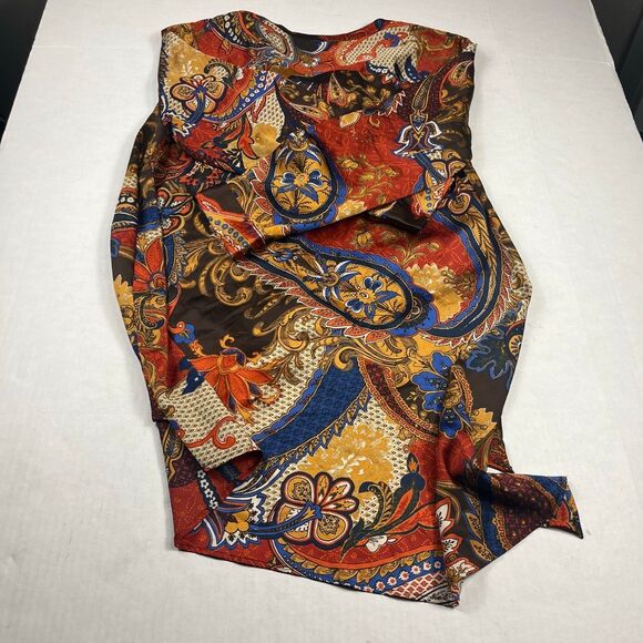 Chicos Asymmetrical Tunic Shirt Boho Colorful Long Sleeve Lace Up Top 3P XLP - Picture 9 of 11